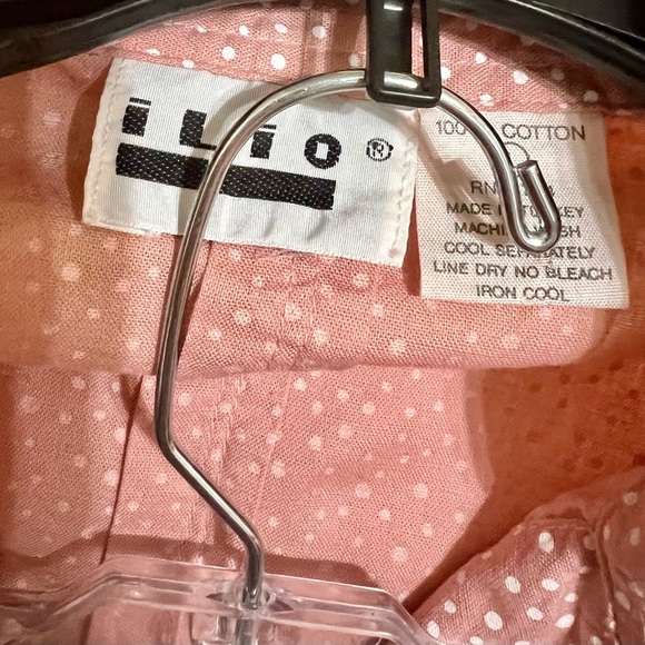 ILIO Shirt and Short Set Women's Size L Vintage Peach with White Polka Dots - Picture 4 of 4